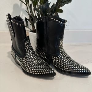 Nasty Gal studded black cowgirl booties